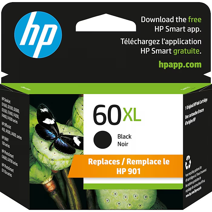 HP 60XL Black Ink Cartridge Warranty end JAN 2026