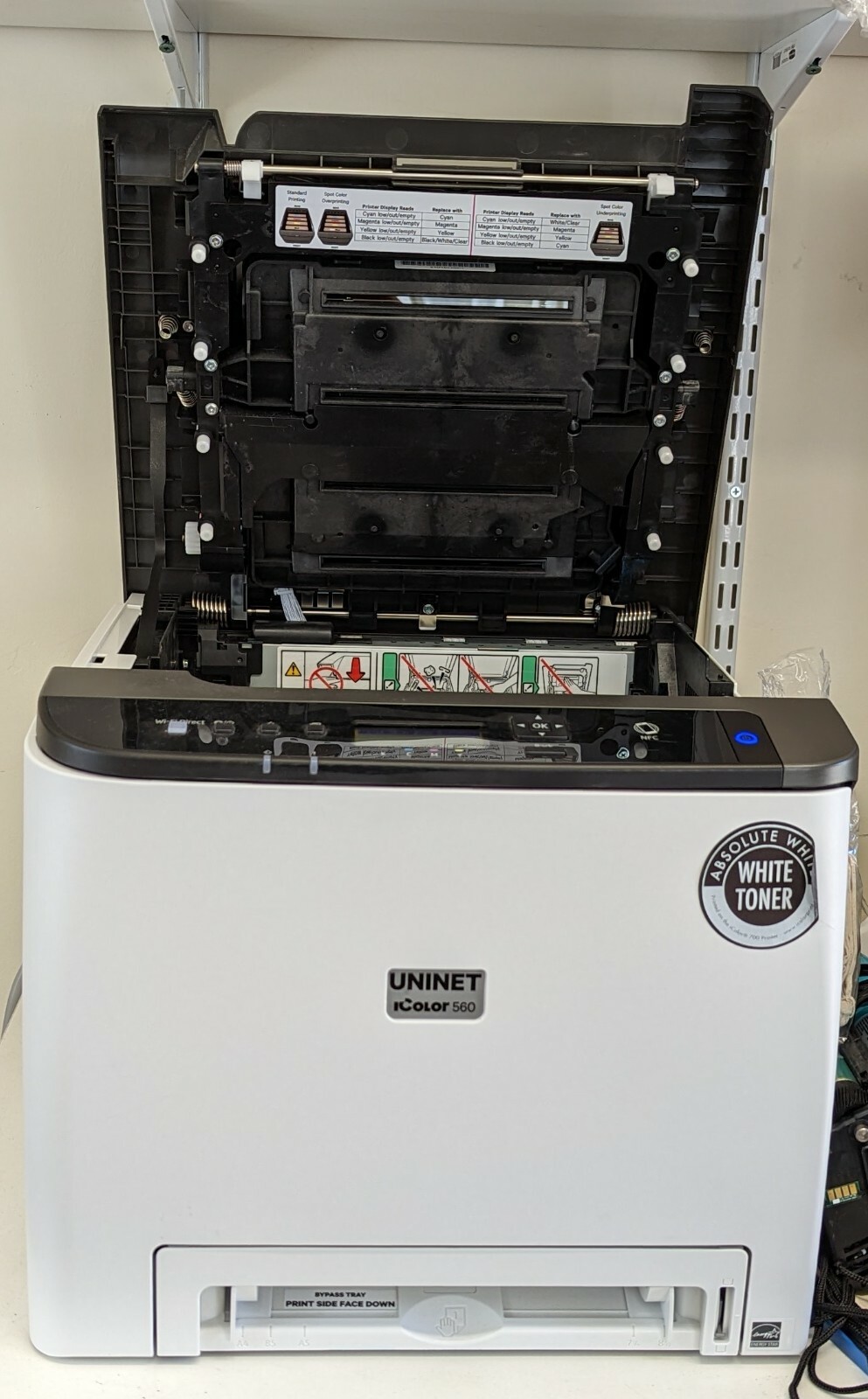 White toner transfer printer. Printer for garment and other  materials 