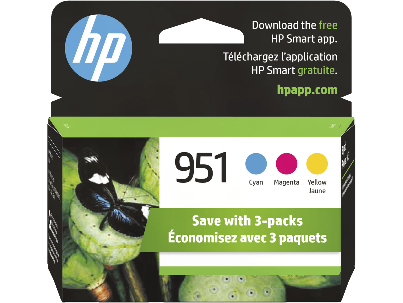 HP 951 3-pack Cyan/Magenta/Yellow Original Ink Cartridges, Per cartridge: ~700