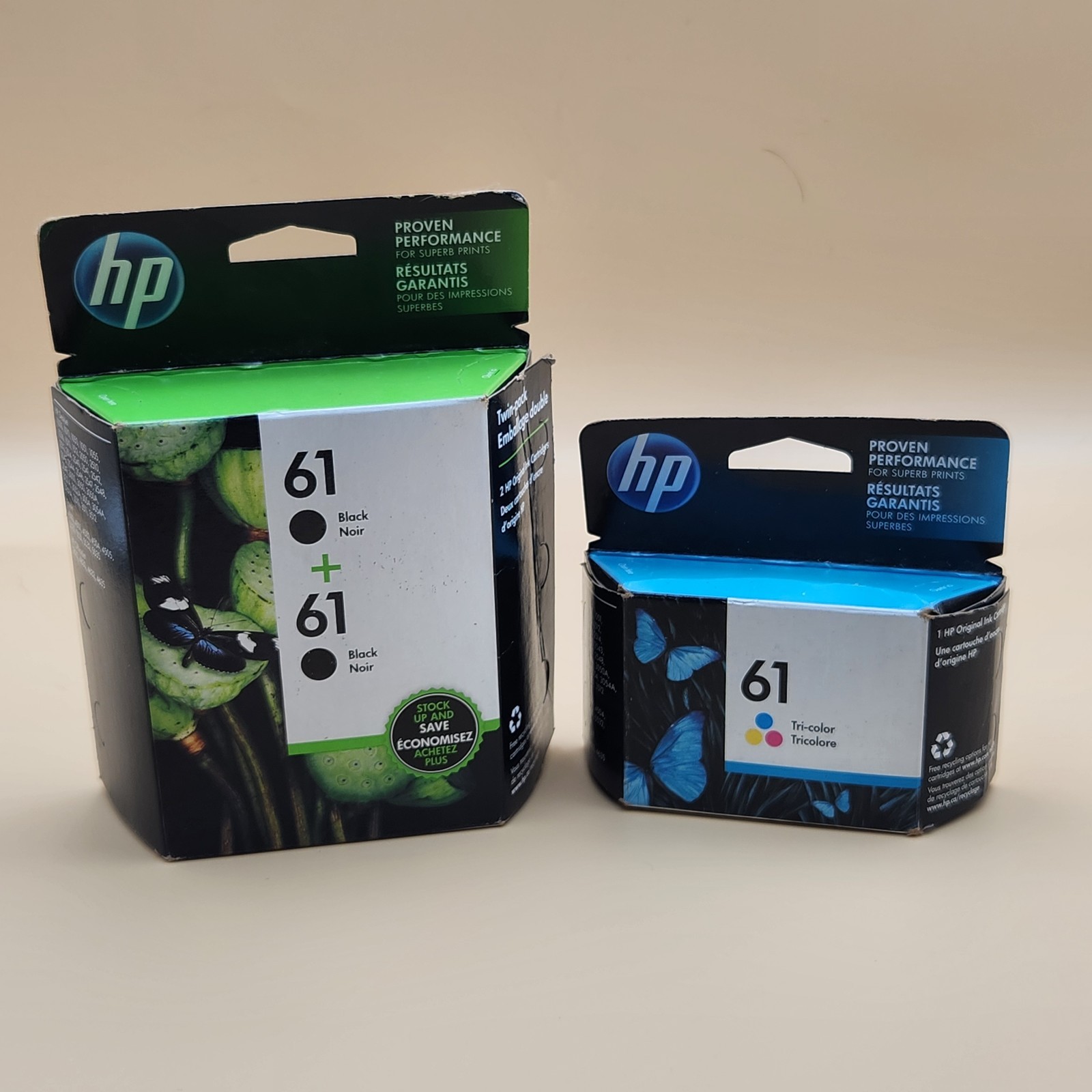 Genuine HP 61 Single Tri Color Twin Pack Black Combo Ink Cartridge Expired Lot