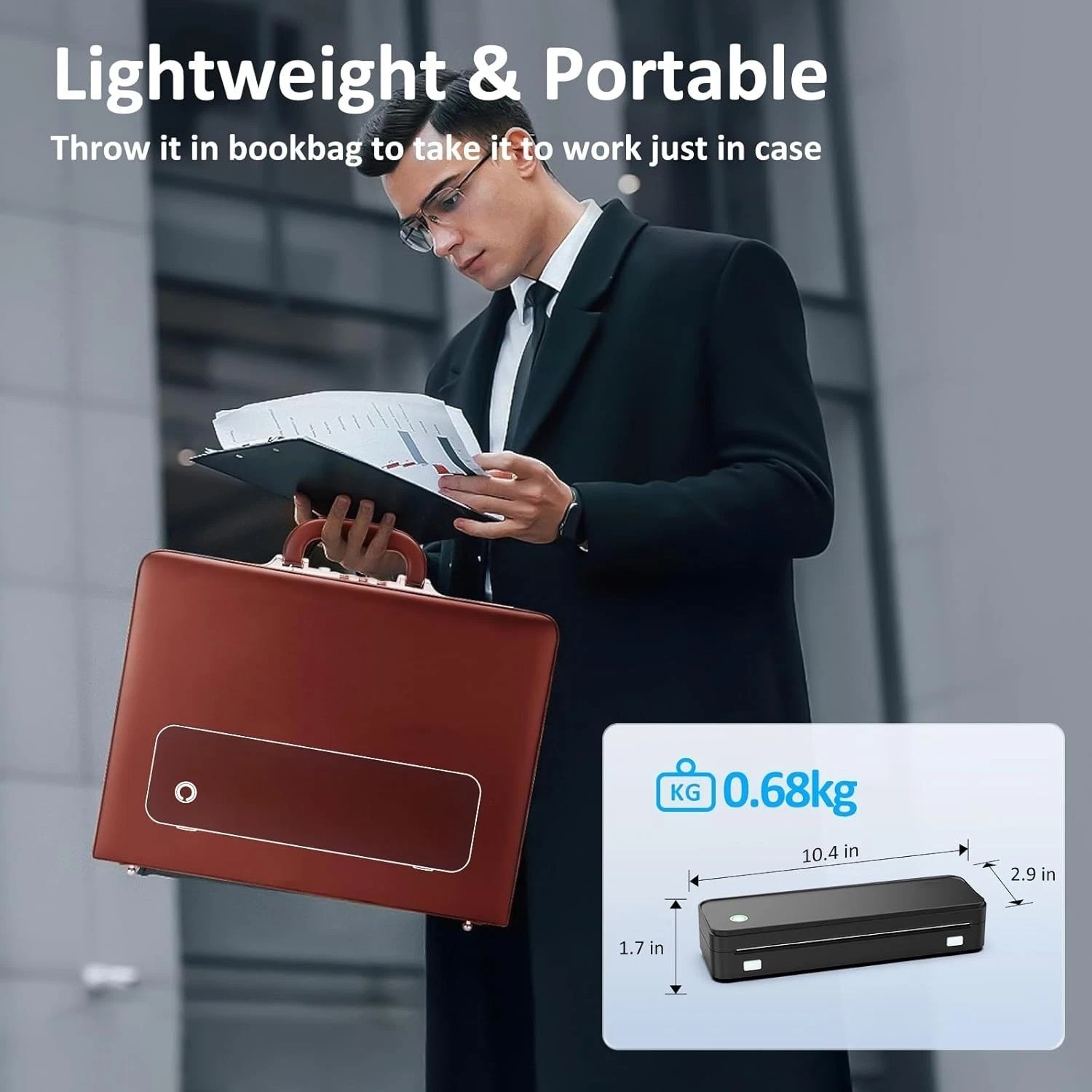Inkless Portable Printer for Travel, Wireless Thermal Printer Supports 8.5 x …