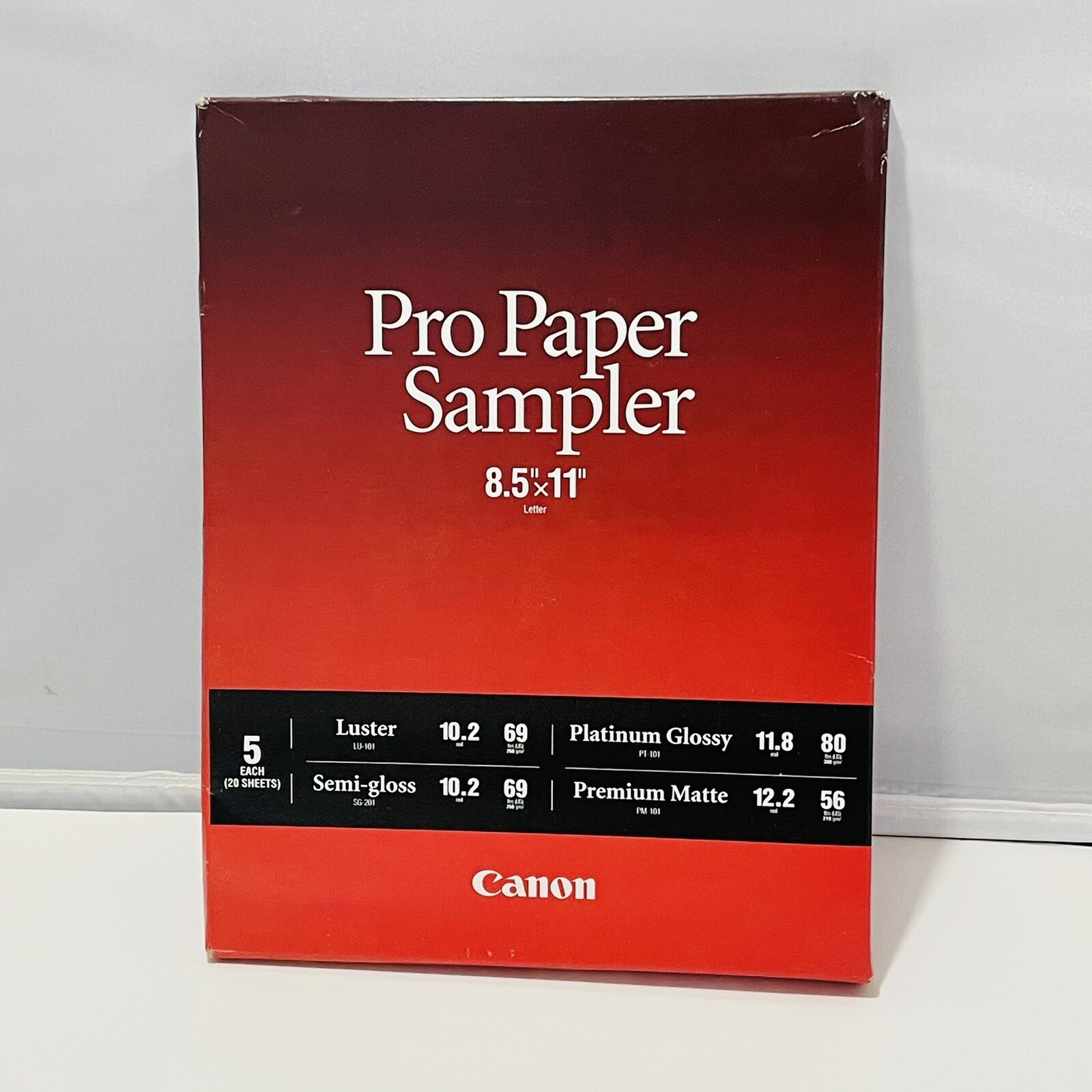 Canon Pro Paper Sampler Pack 8.5×11 Letter. Luster, Glossy, Semi, Matte (5 Each)