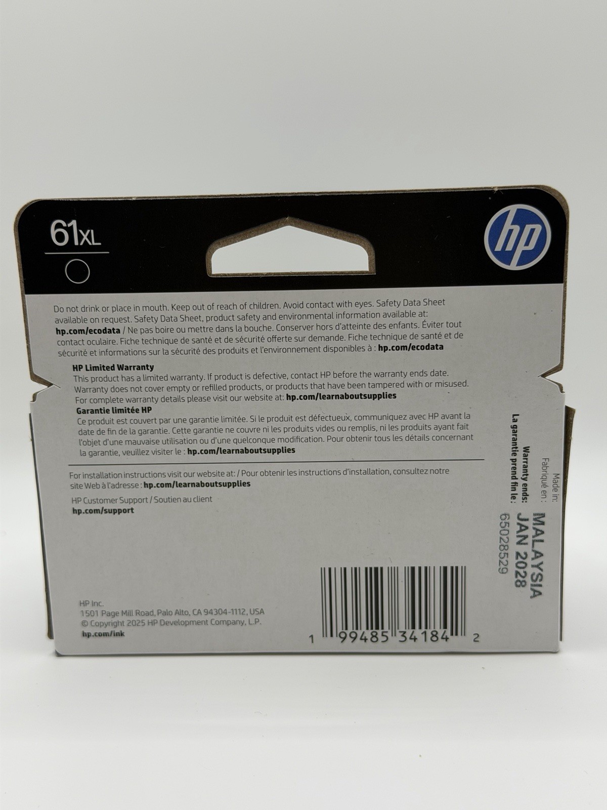 Genuine HP 61XL Black 61XL Ink Cartridge – Brand NEW Sealed OEM 01/2028