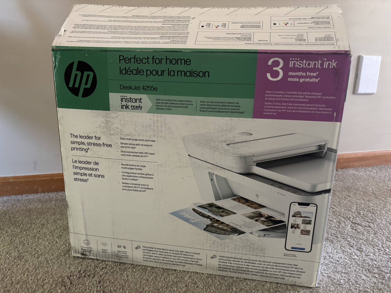 HP DeskJet 4255e Wireless All-in-One Color Inkjet Printer Scanner Copier