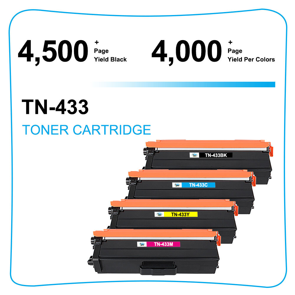 4PK Compatible With Brother MFC-L8610CDW MFC-L8900CDW Color Toner TN433 TN431
