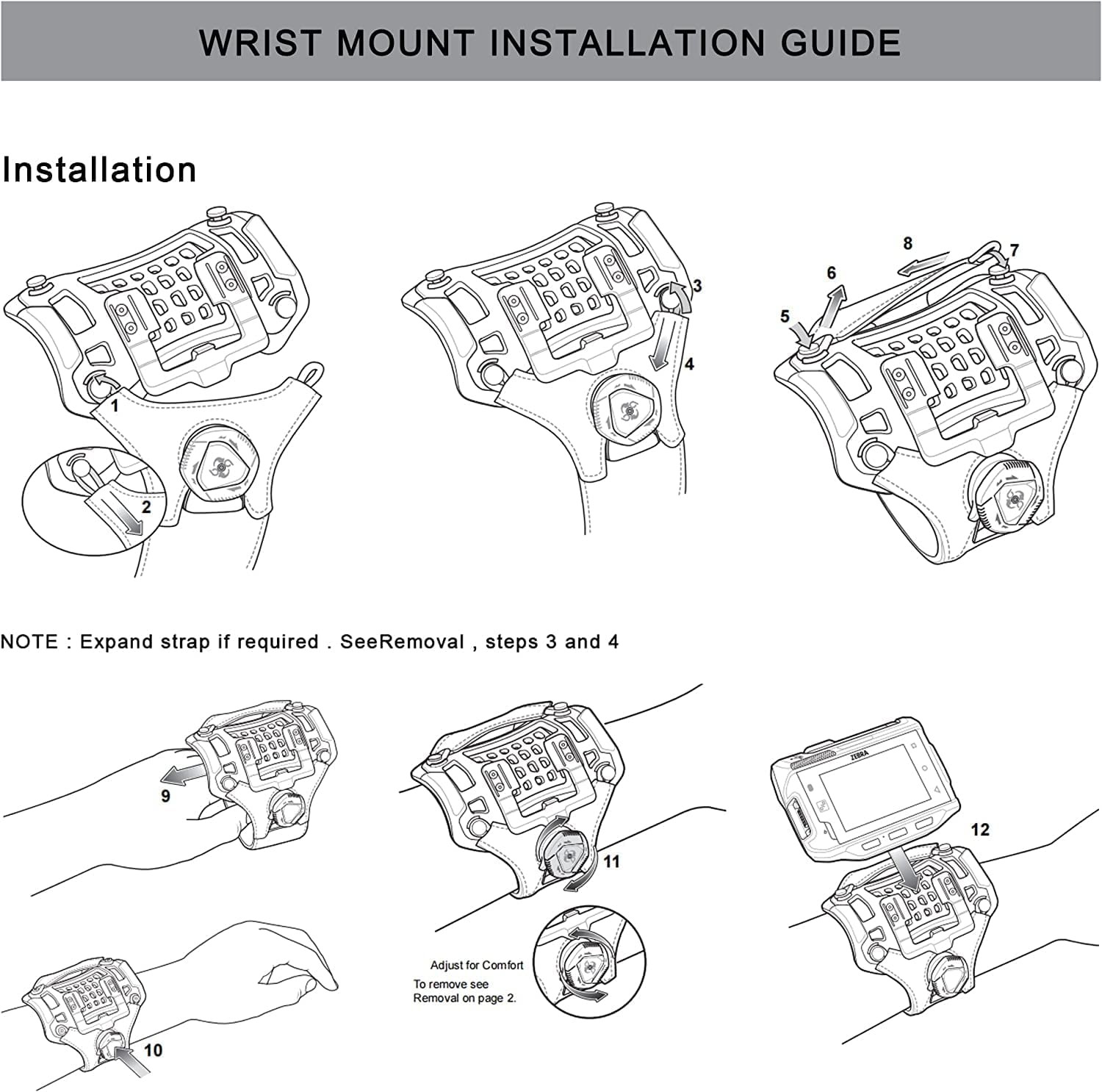 10X New Wrist Mount Strap (medium) for Zebra WT6000 WT6300 SG-NGWT-WRMTL-01