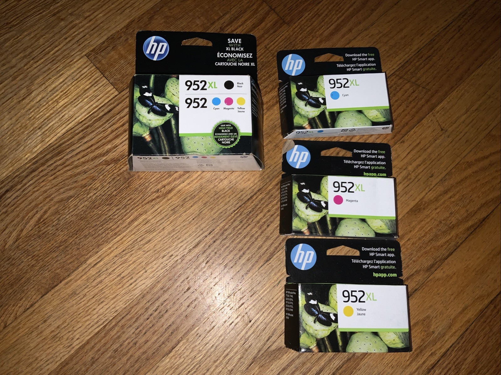 HP 952XL/952 Original Ink Cartridge 4-Pk Exp.3/21,Yellow, Blue, Magenta Exp.2027