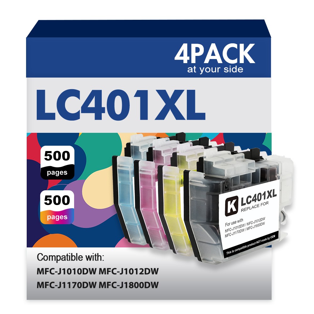 4pk LC401XL Ink Cartridges for Brother LC401 MFC-J1170DW MFC-J1012DW MFC-J1010DW