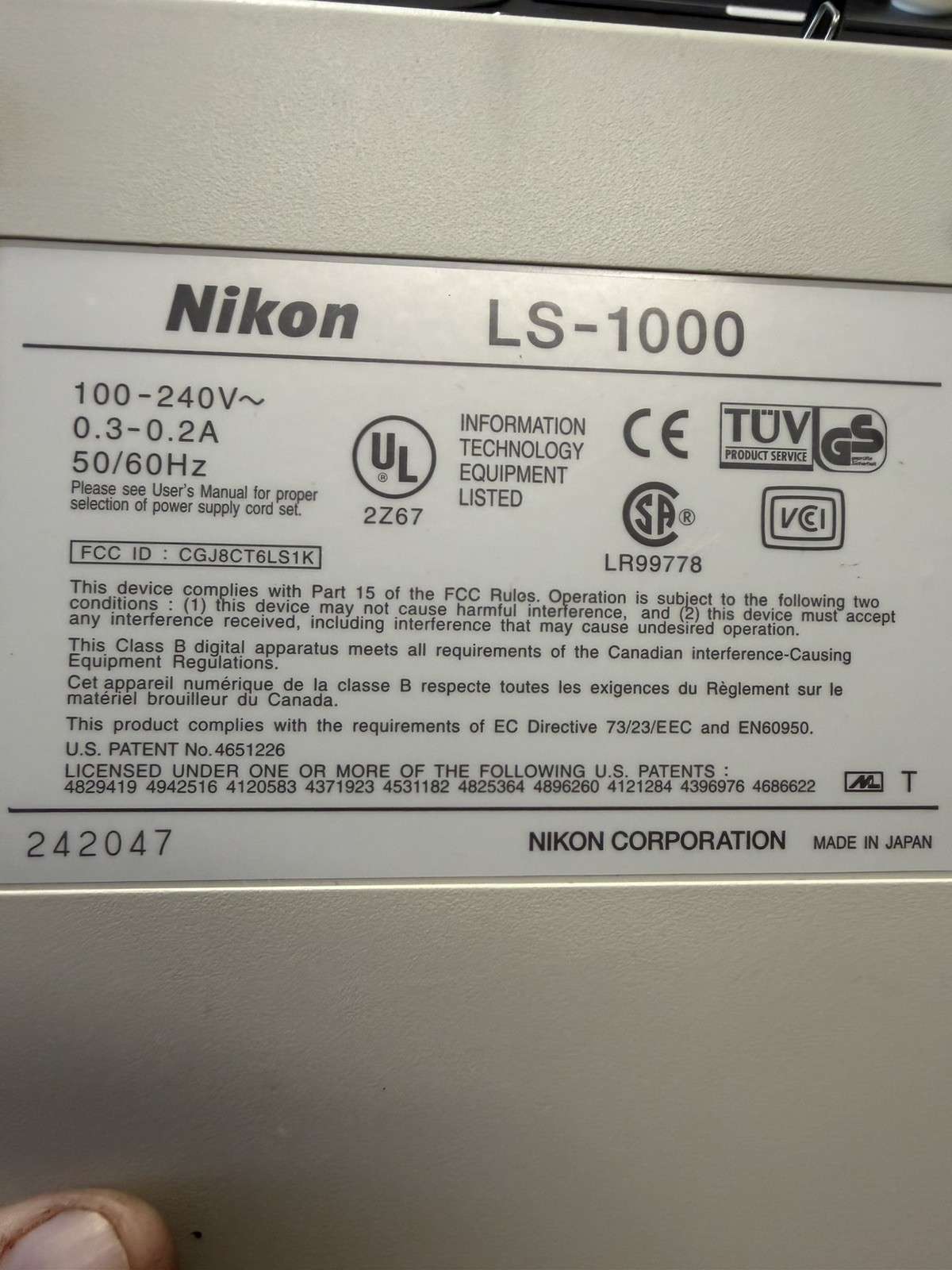 Nikon LS 1000 35mm Film Scanner SUPER COOLSCAN