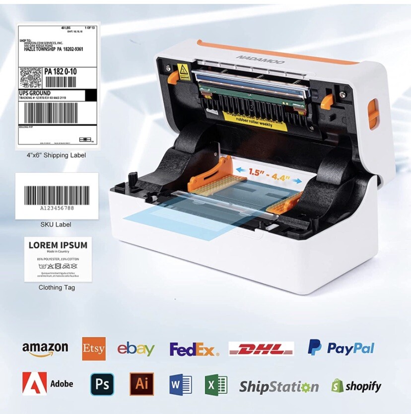 Nadamoo Label Printer 150mm/s 4×6 Desktop USB Thermal