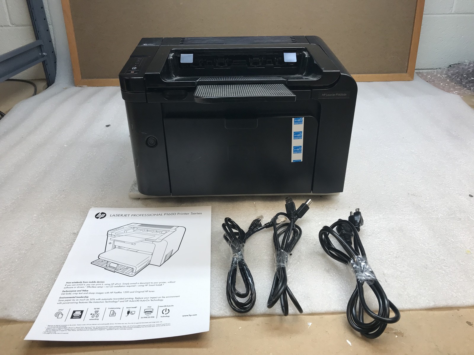 HP LaserJet P1606dn Monochrome Printer 128 pgs – Full Toner Eth Power Cables Inc