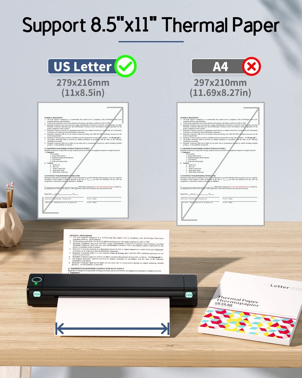 Phomemo M08F Wireless Bluetooth Printer Thermal Printer for 8.5″ X 11″ US Letter