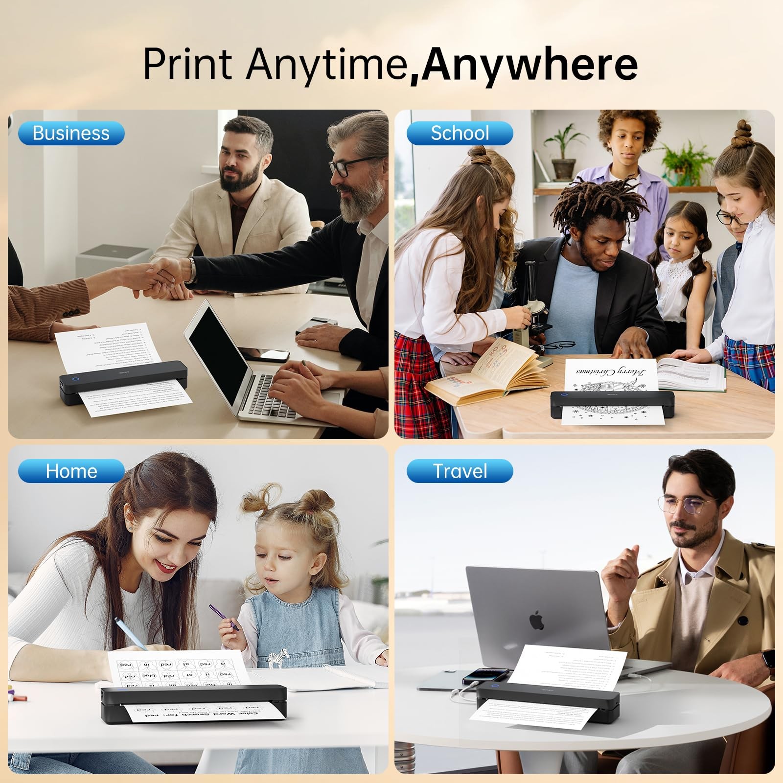 Inkless Portable Thermal Printer – Bluetooth Mobile Printer for Travel & Home