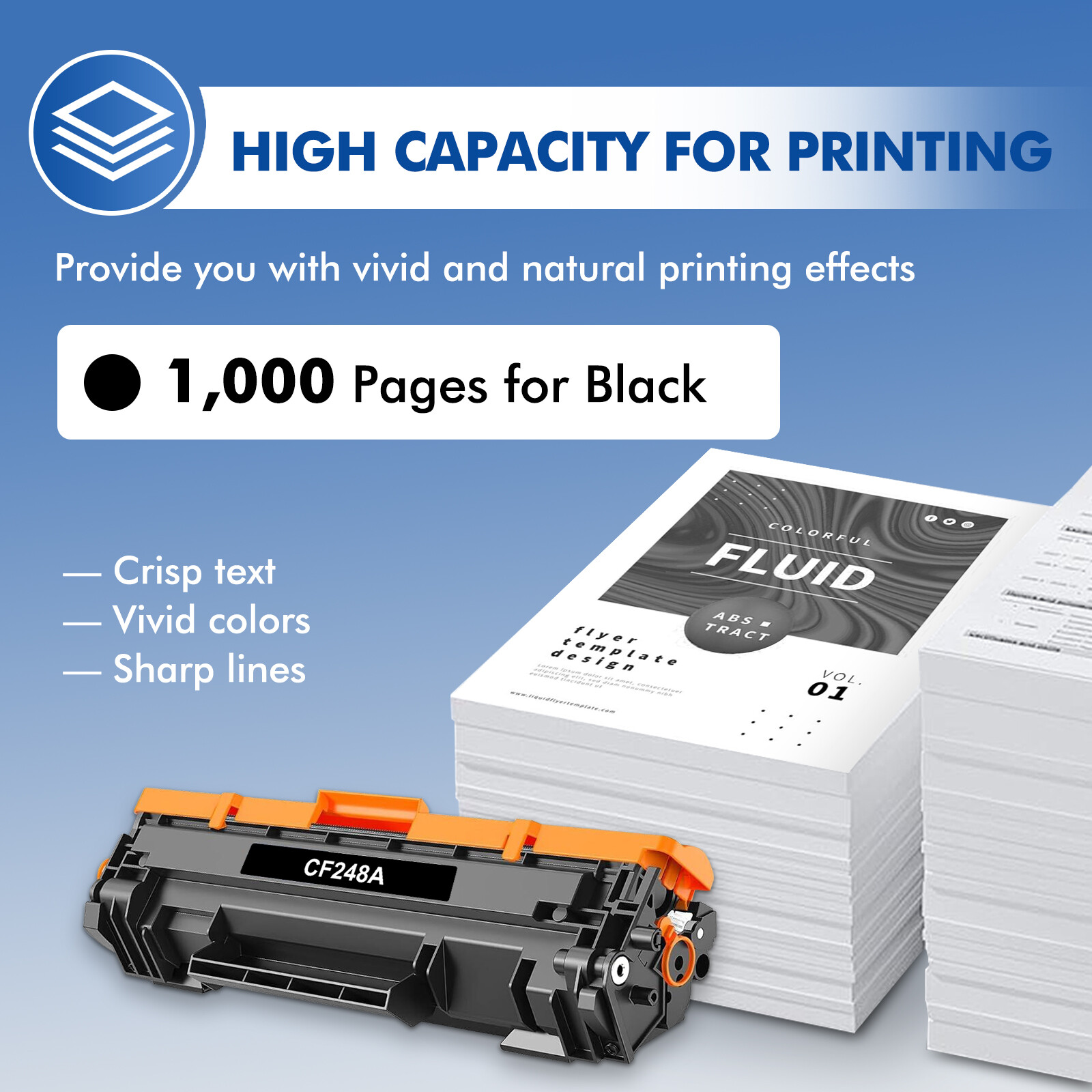 1x CF248A 48A Toner Compatible with HP LaserJet Pro M15a M15w M16 M28a M28w M29w