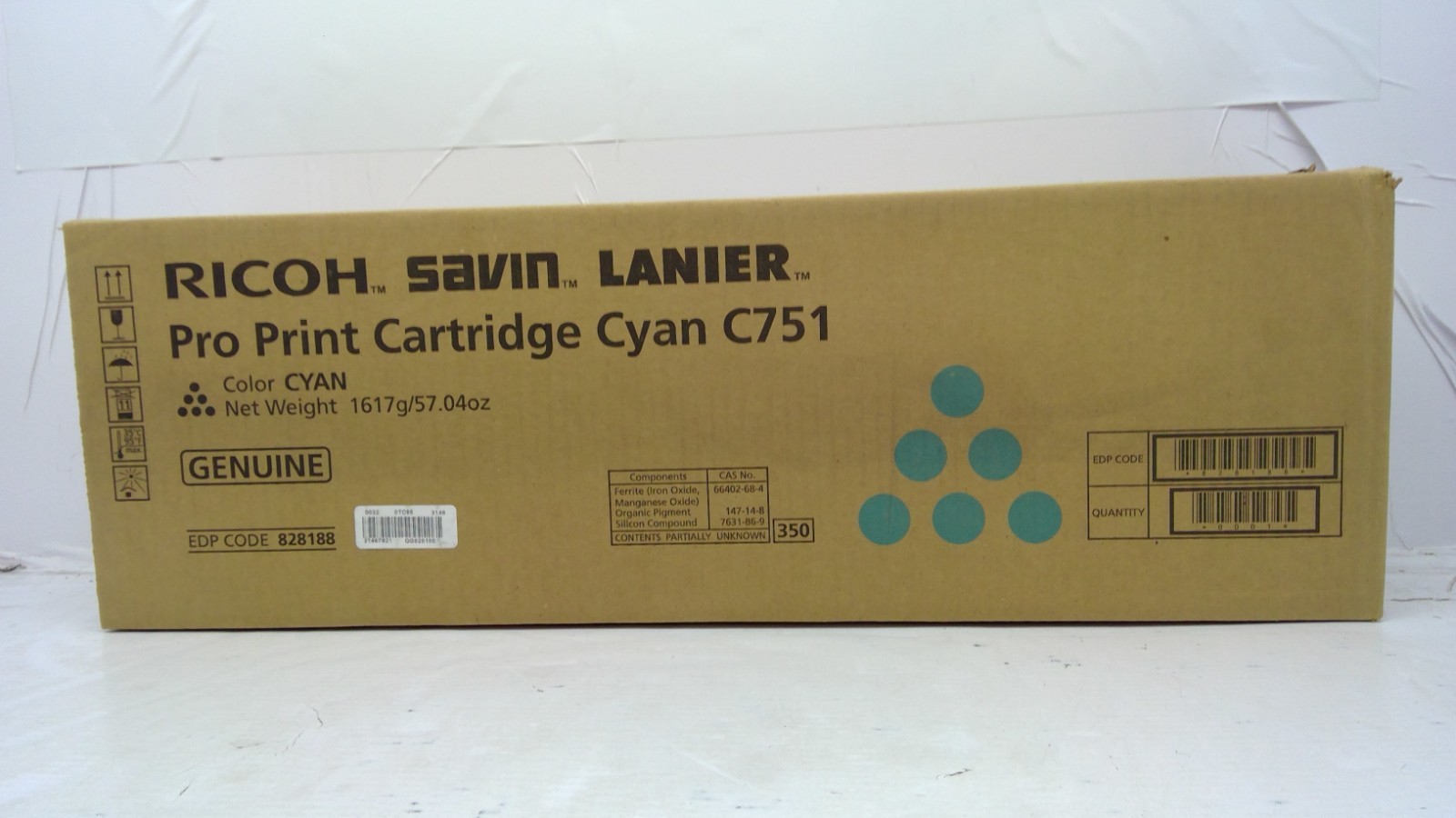 Genuine Ricoh Savin Lanier C751 Cyan Pro Print Cartridge 828188 for Pro C751