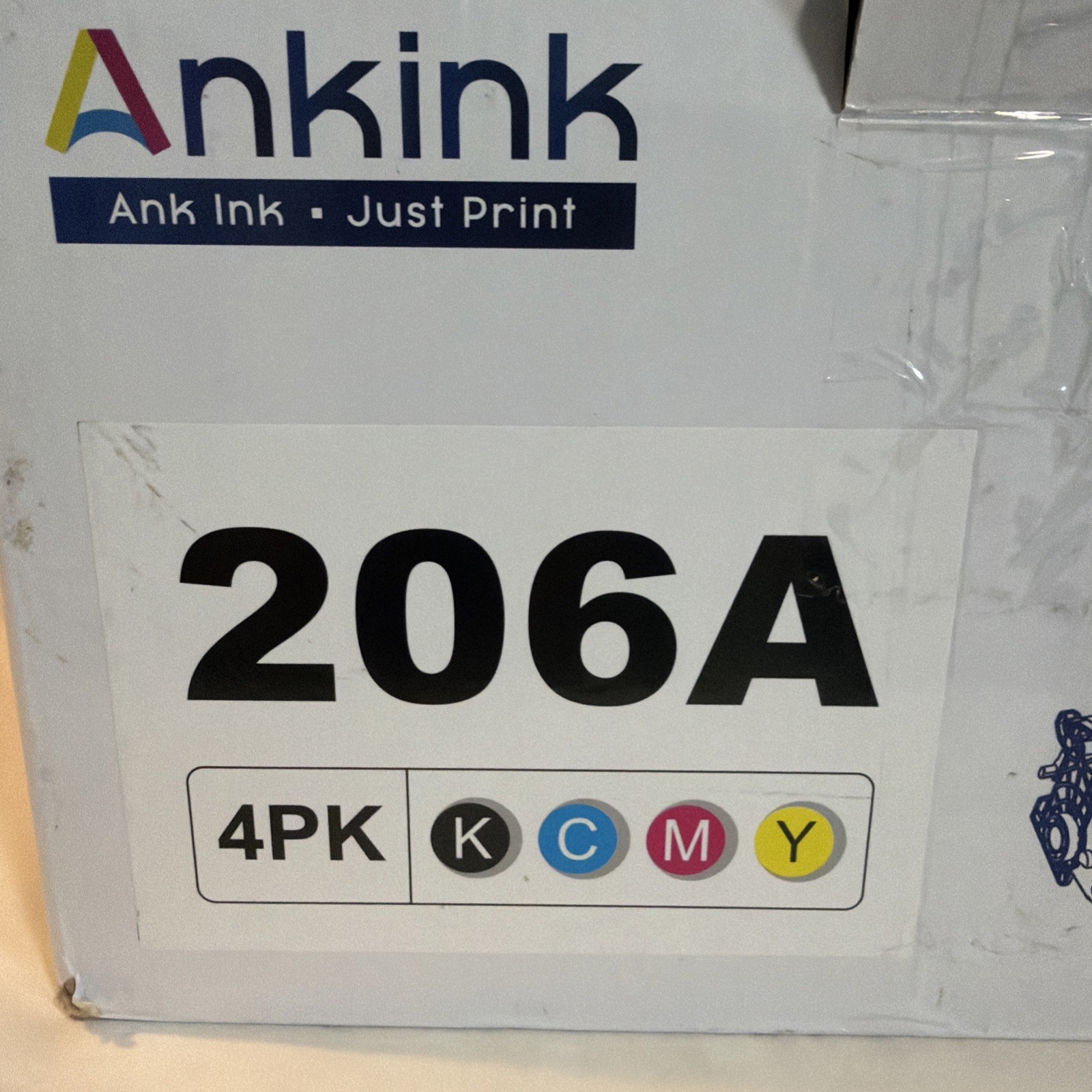 206A Toner Cartridge 4 Pack (B/C/Y/M) HP 206A High Capacity (Sealed) Ankink