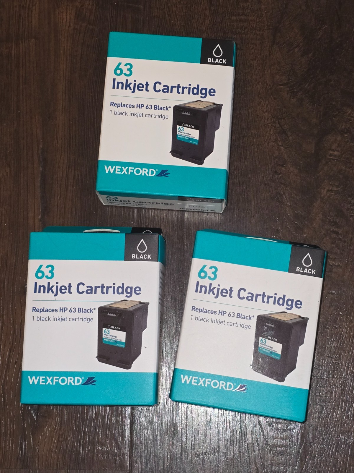 Lot Of 3 Wexford 63 Black Ink Cartridges Replaces HP New/Sealed