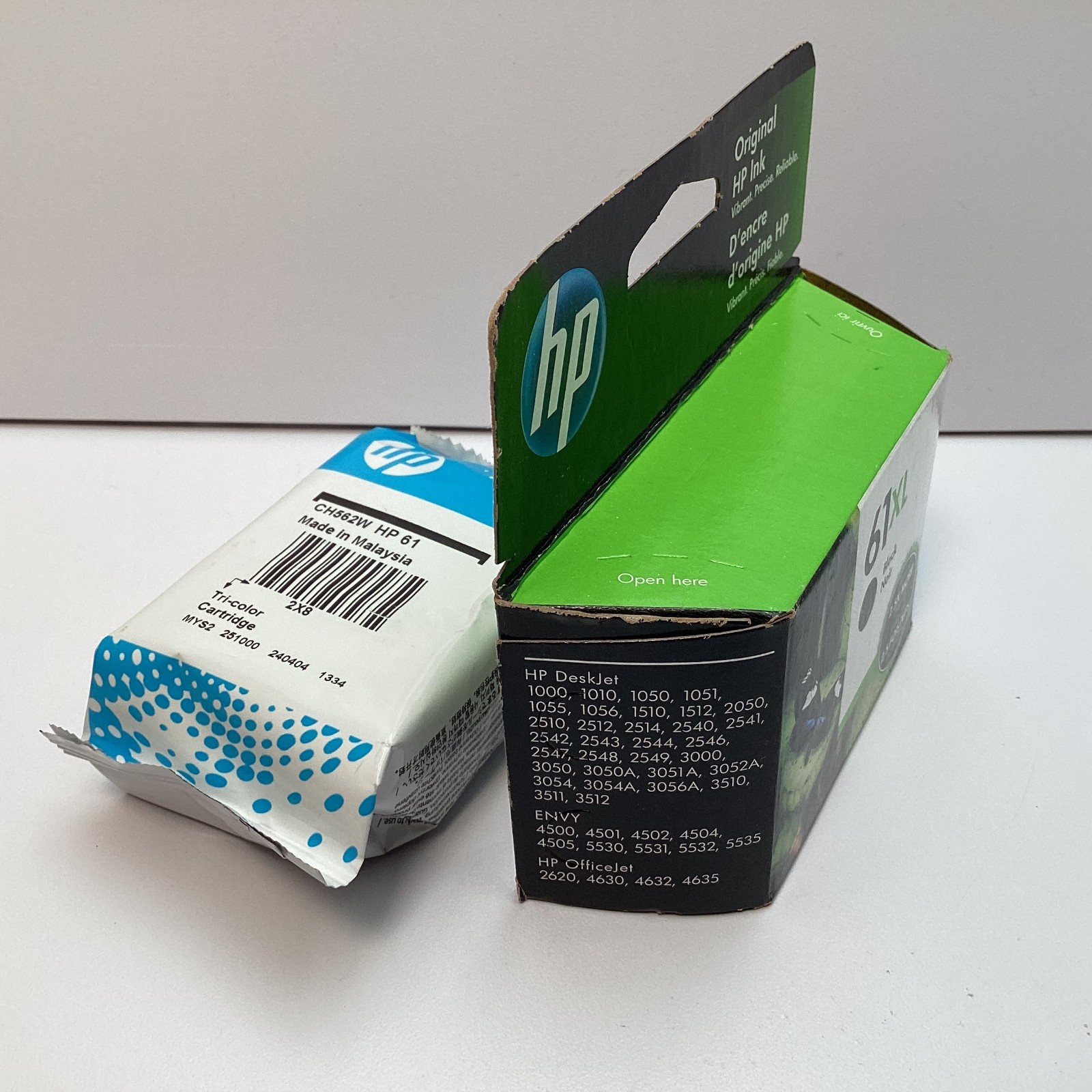 HP 61 & 61XL Ink Cartridge Lot CH563WN Black & CH562W Tri-Color, OEM 2023 & 2026