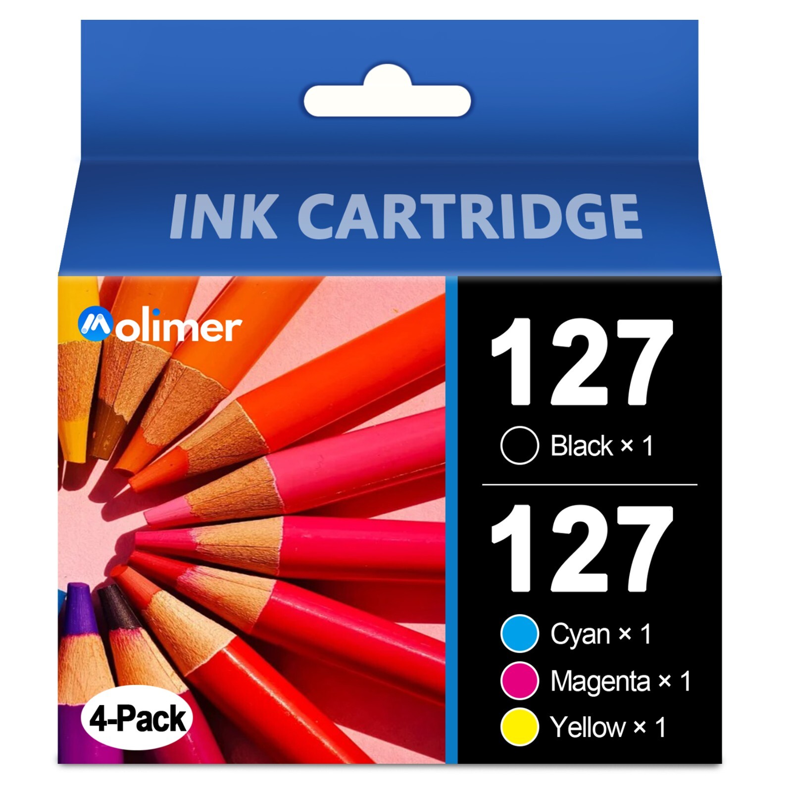4 Pack Epson 127 Ink for WF-3520 7010 7510 545 (Black/Cyan/Magenta/Yellow)