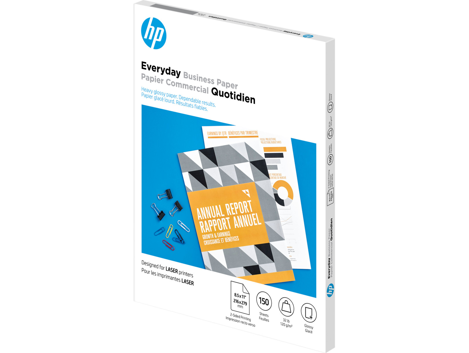 HP Everyday Business Paper, Glossy, 32 lb, 8.5 x 11 in. (216 x 279 mm), 150