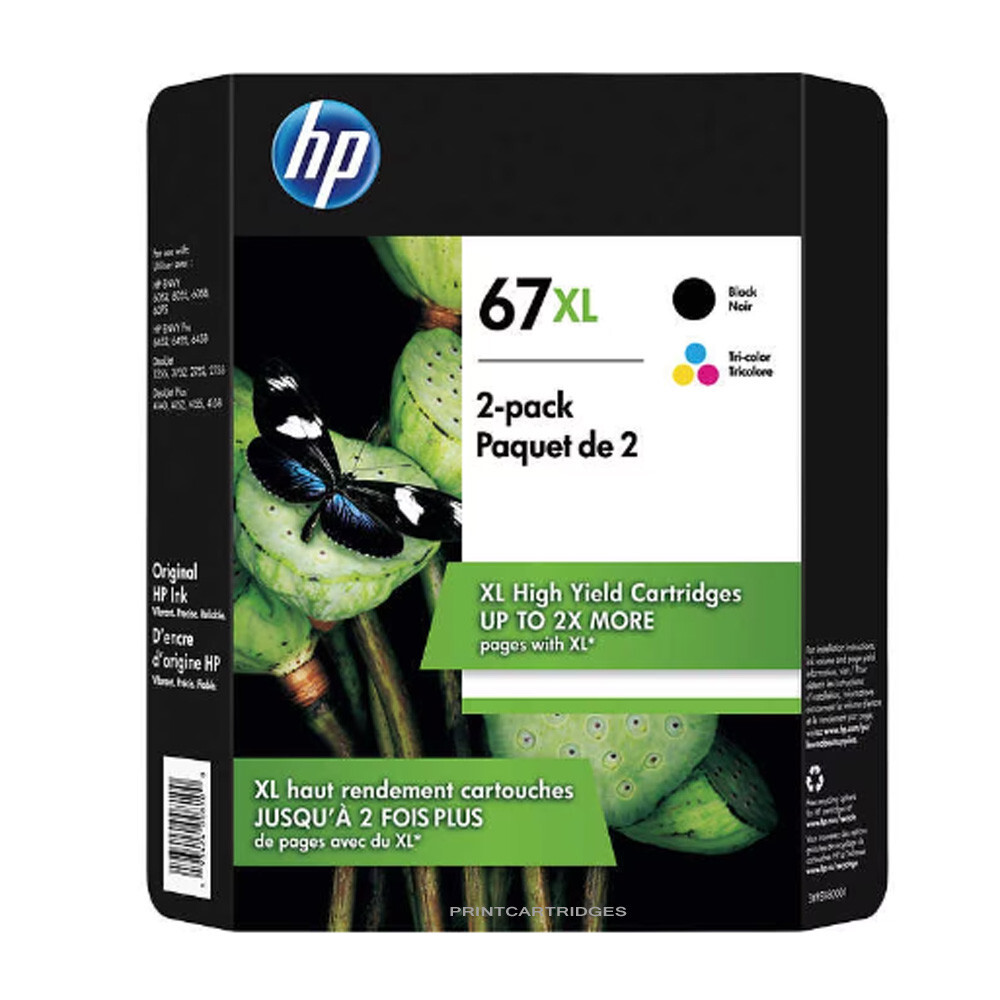 HP 67XL Combo Set Genuine Ink Cartridges in retail Box