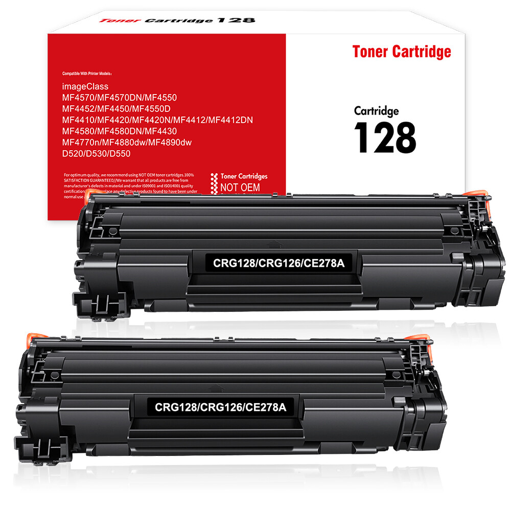 2PK Black Toner Compatible With Canon 128 ImageClass D530 D550 MF4770n MF4880dw