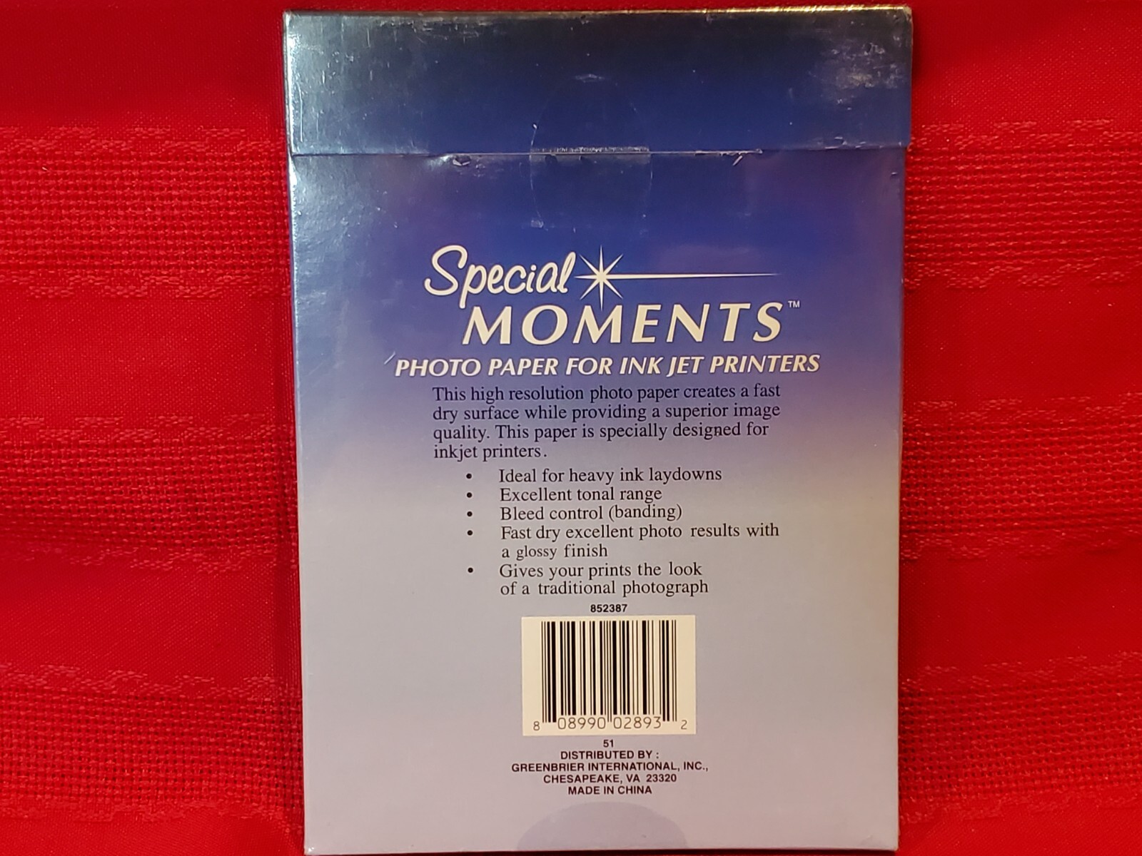 Special Moments Photo Paper For Ink Jet Printers 4″ x 6″ Glossy 10 X 20 Sheets