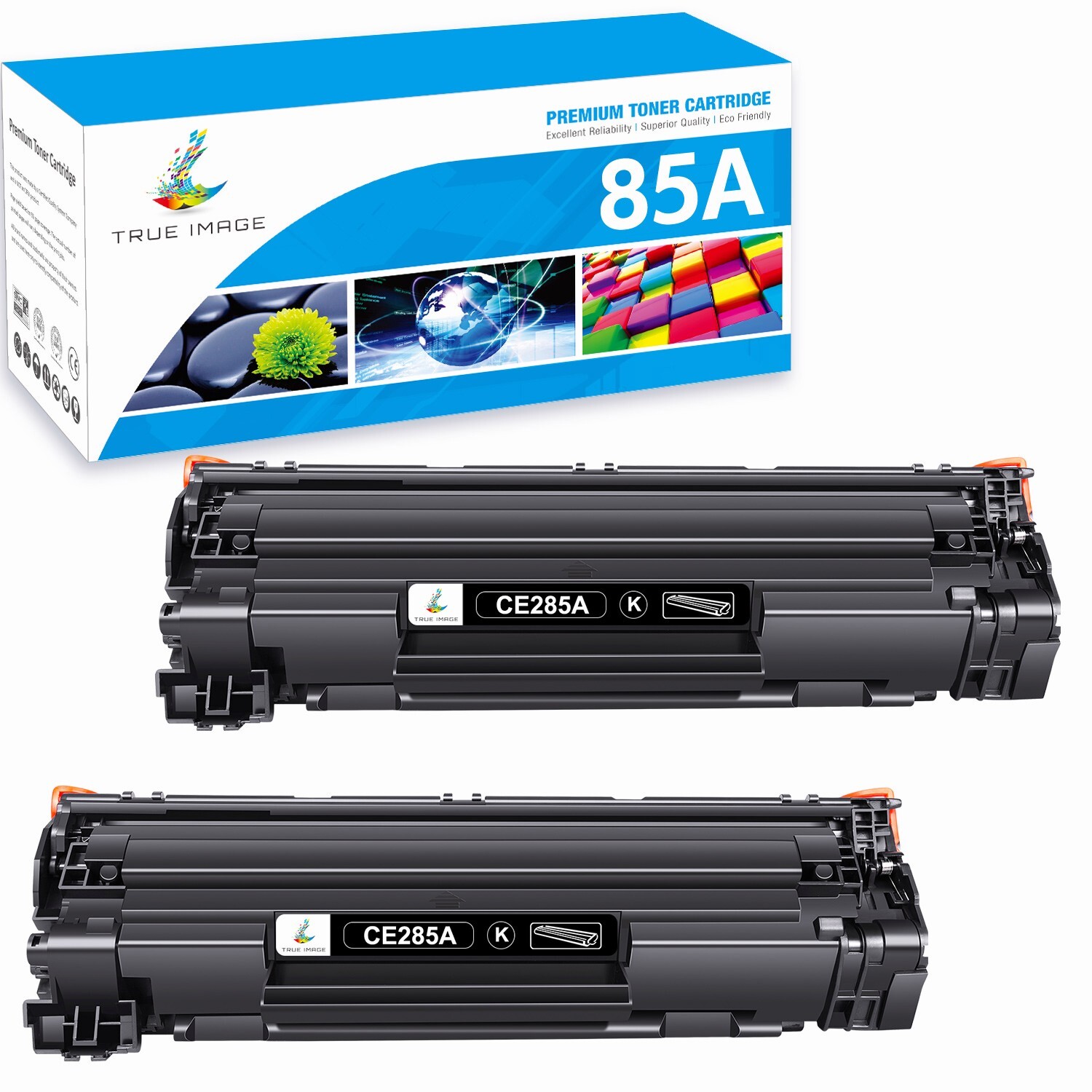 2PK CE285A 85A Black Toner Cartridge for HP LaserJet P1102 P1102W P1109 M1217nfw