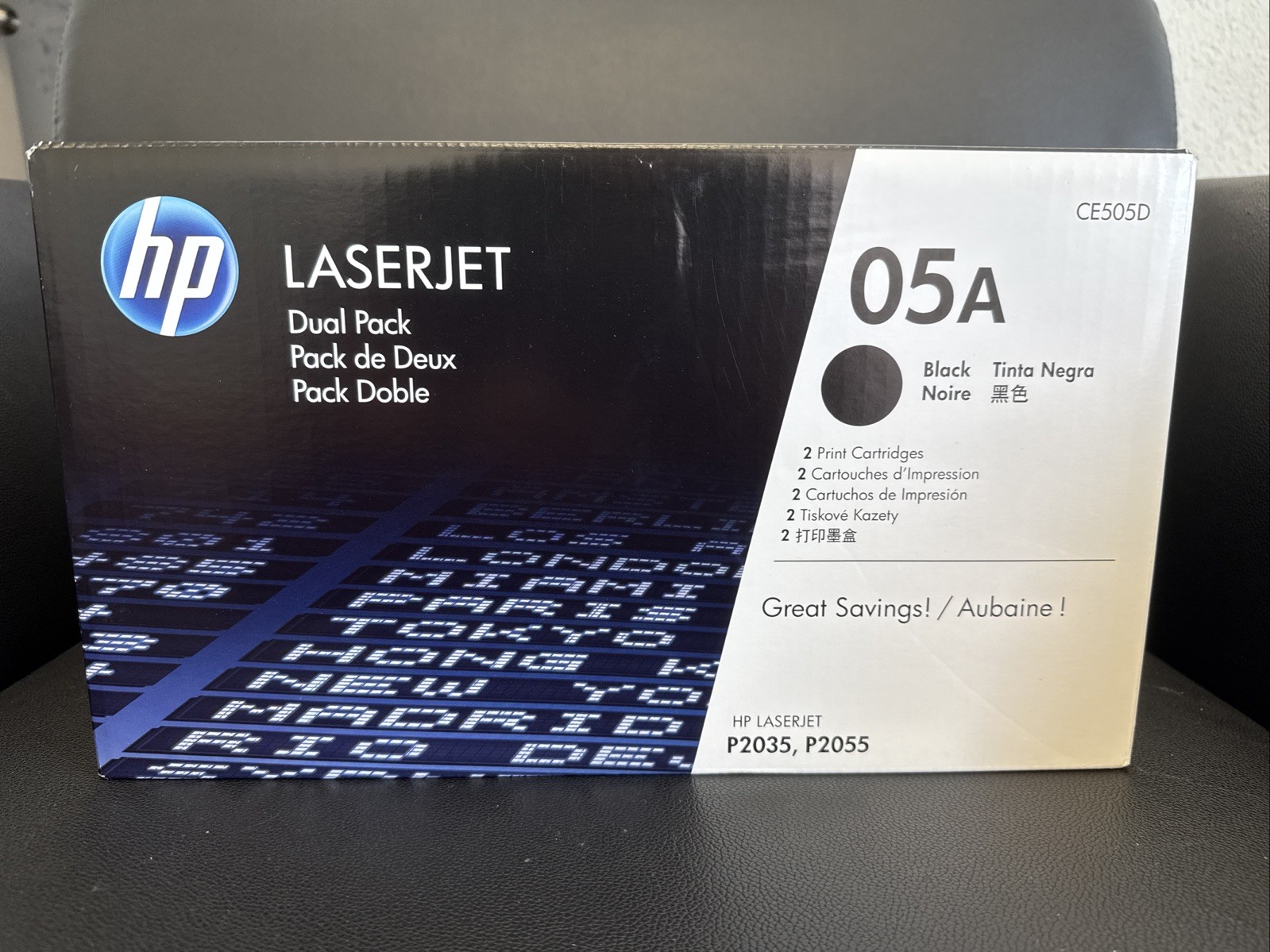 HP CE505D 05A LaserJet Black Printer Toner Cartridge Dual Pack SEALED C