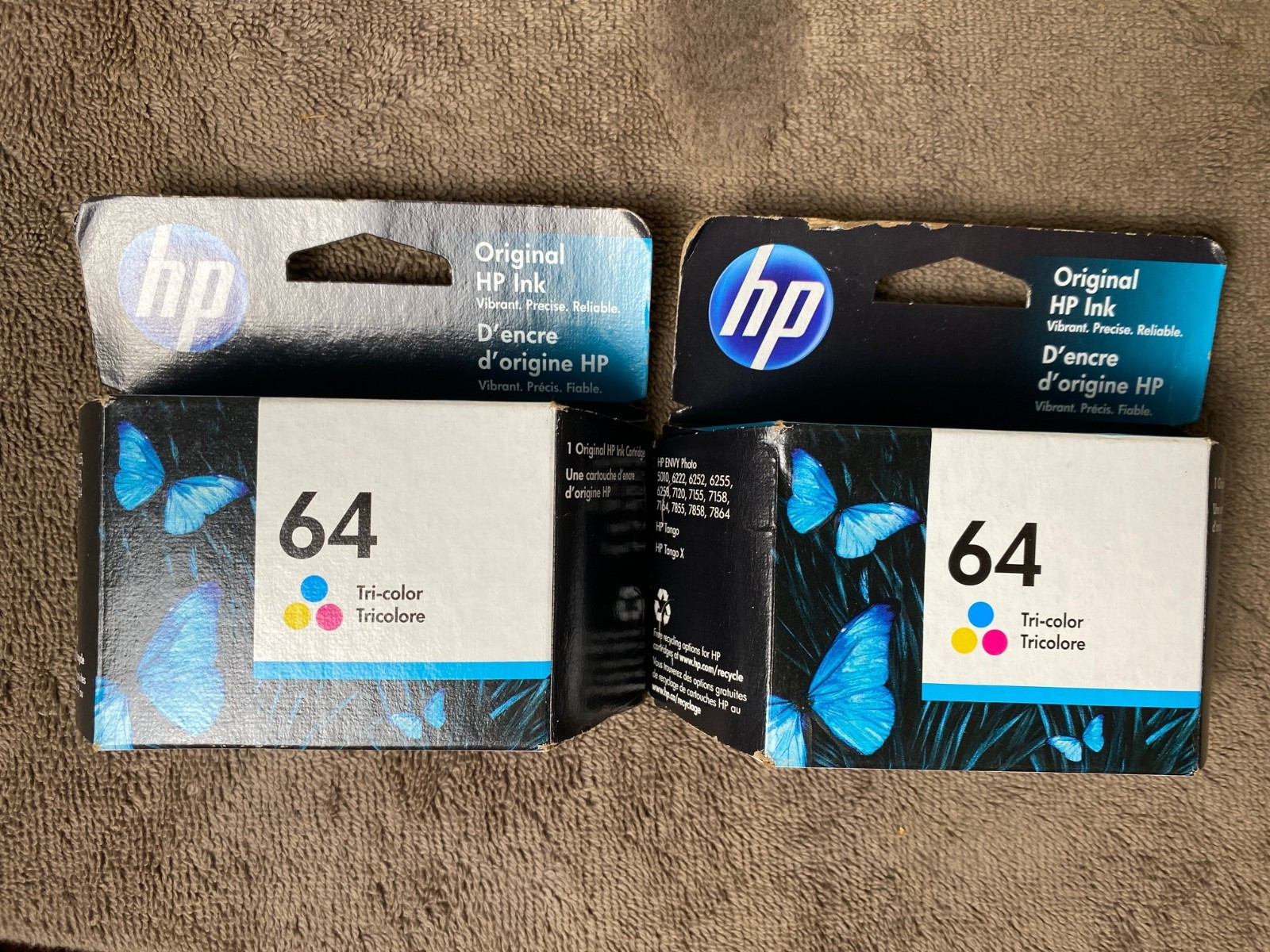 Lot of 2- HP 64 Tri-Color Original Ink Cartridges SEALED EXP 2022