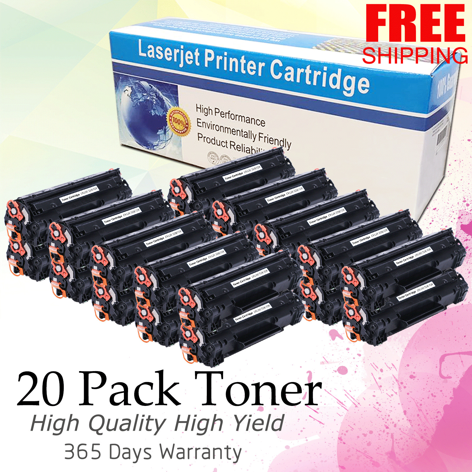 20 Combo Pack CRG-128 Toner Cartridges Replacement for Canon Faxphone L100 L190