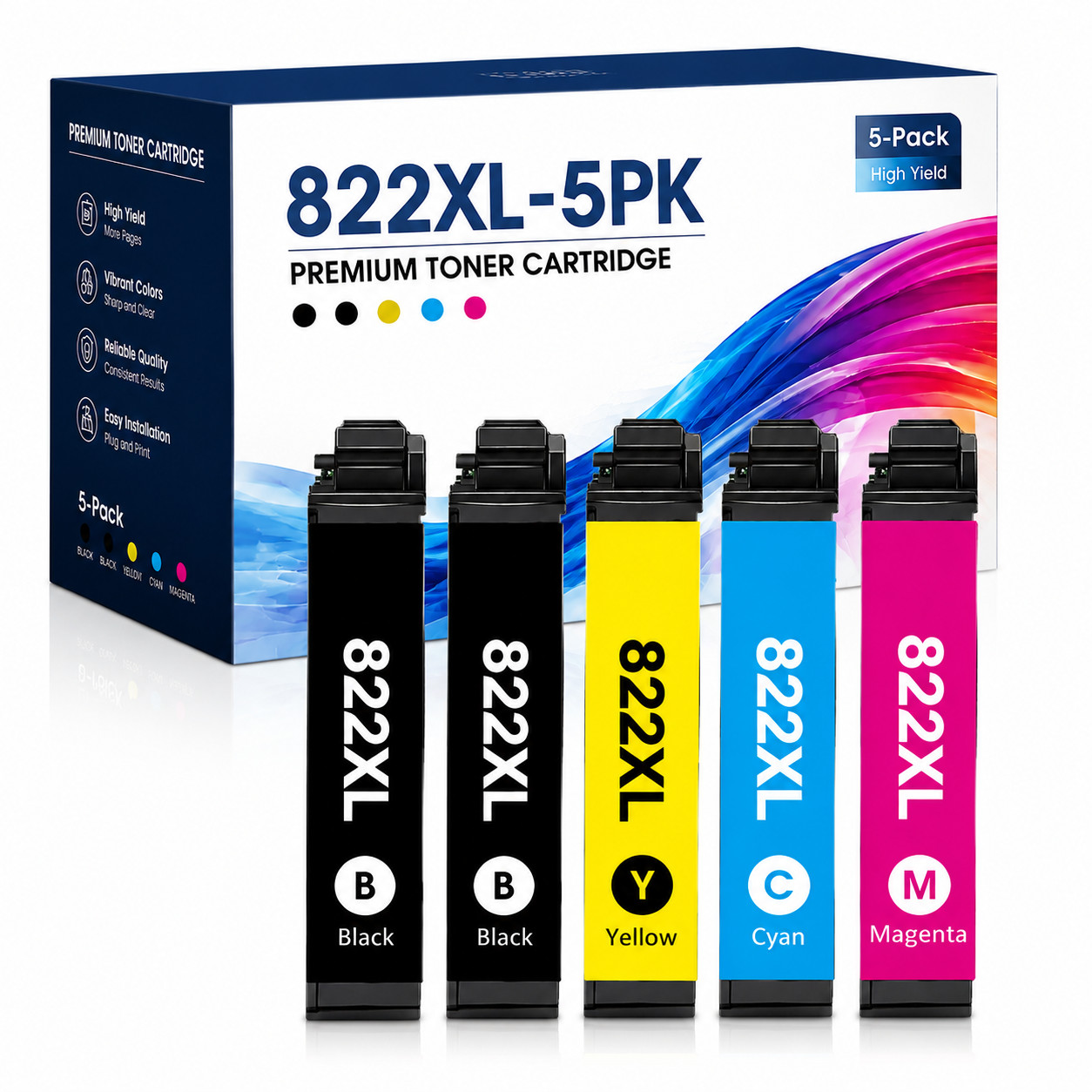 5PK 822XL Cartridges For Epson WF-3820 WF-4820 WF-4833 WF-3823