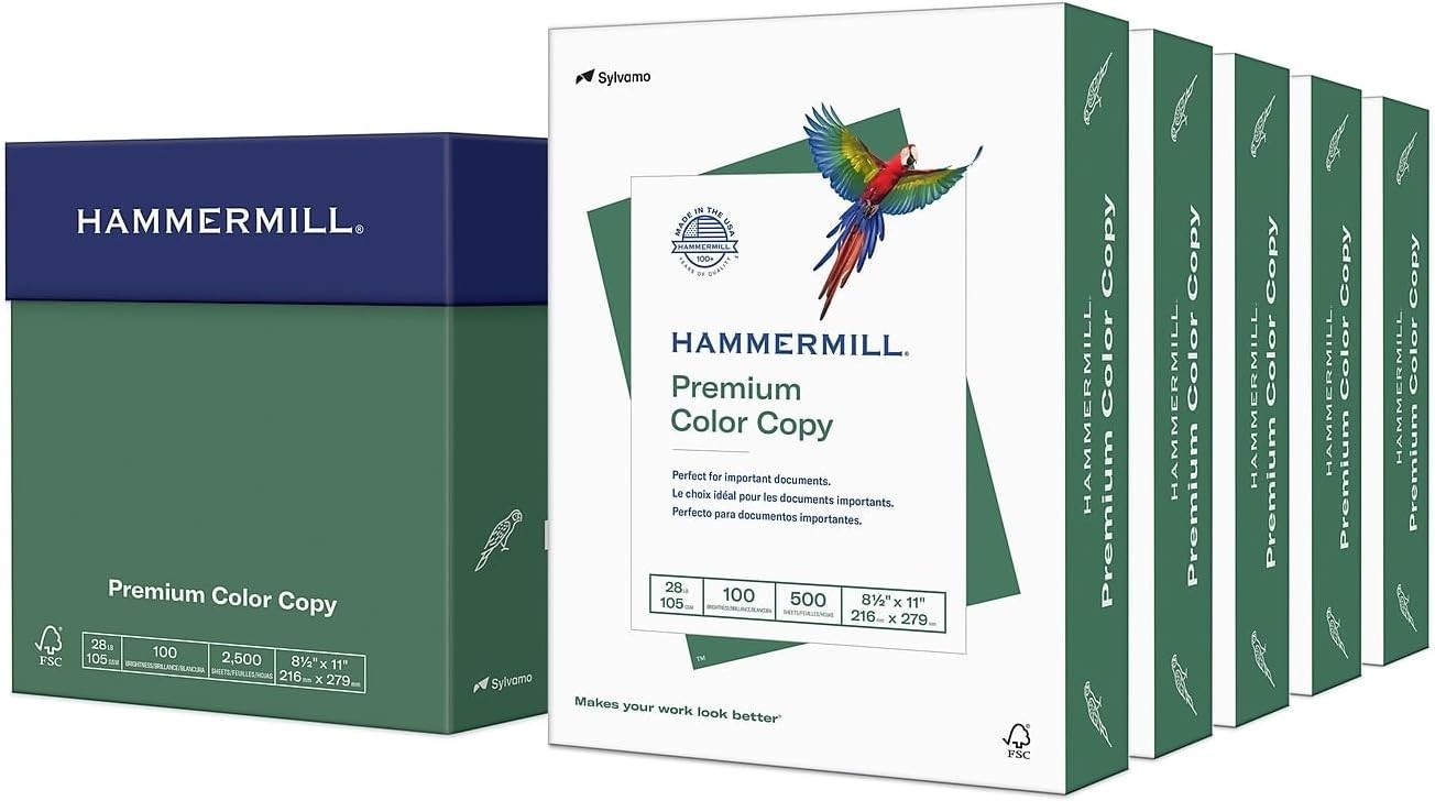 Archival Quality 28 lb White Printer Paper – 2500 Sheets at 100 Brightness