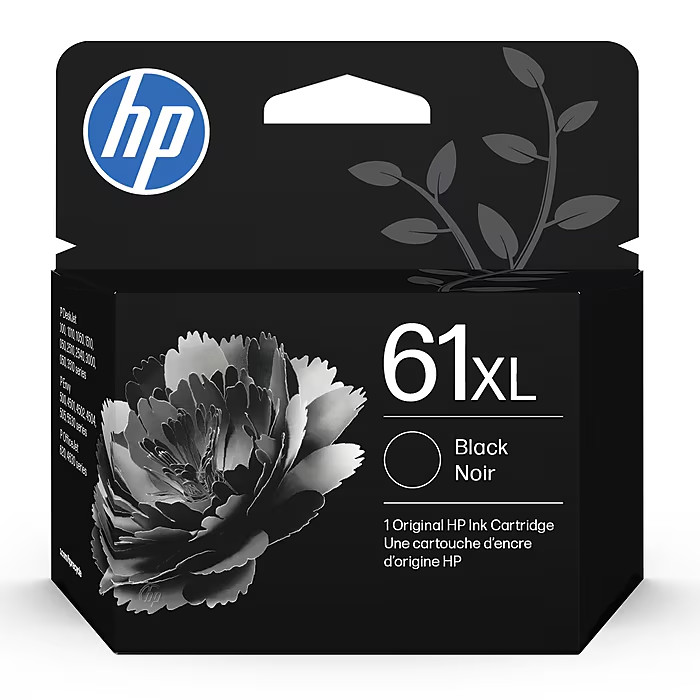 HP 61XL Black High Yield Ink Cartridge, Prints Up to 430 Pages (CH563WN#140)