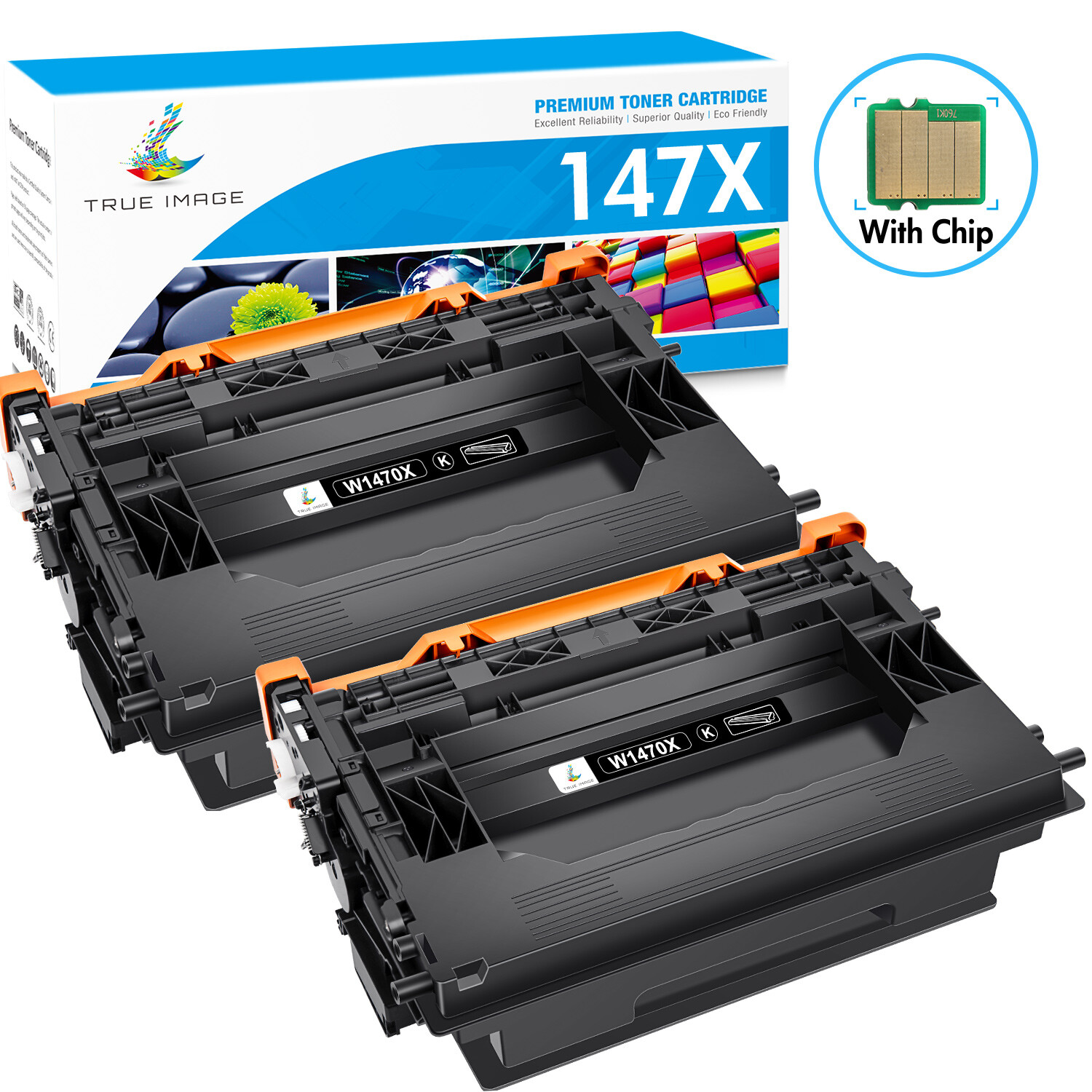 With Chip 2 Pack W1470X Toner Cartridge For HP 147X LaserJet M611dn M612 M634h