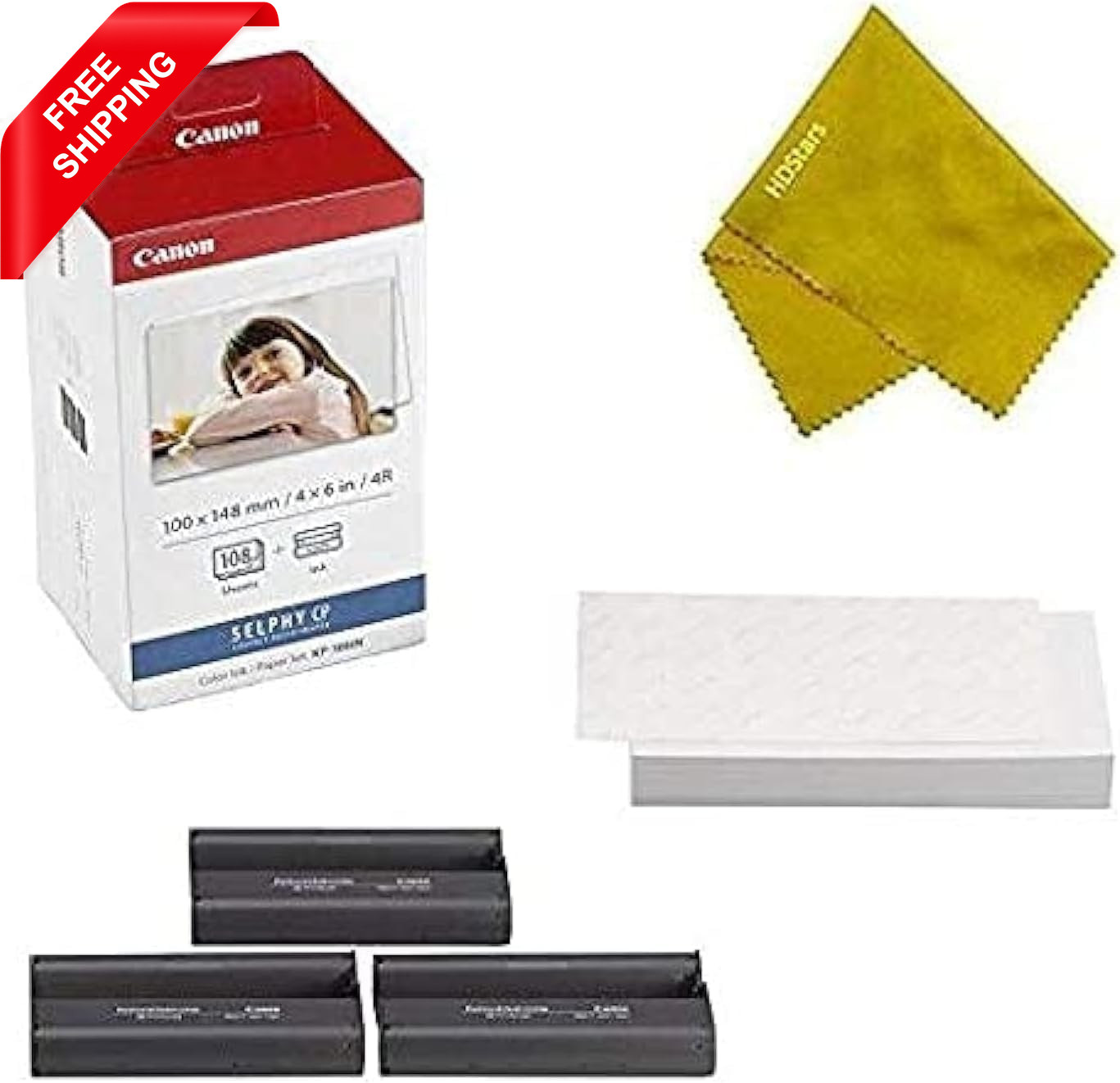 Canon KP-108IN 3 Color Ink Cassette and 108 Sheets 4 X 6 Paper Glossy for SELPHY