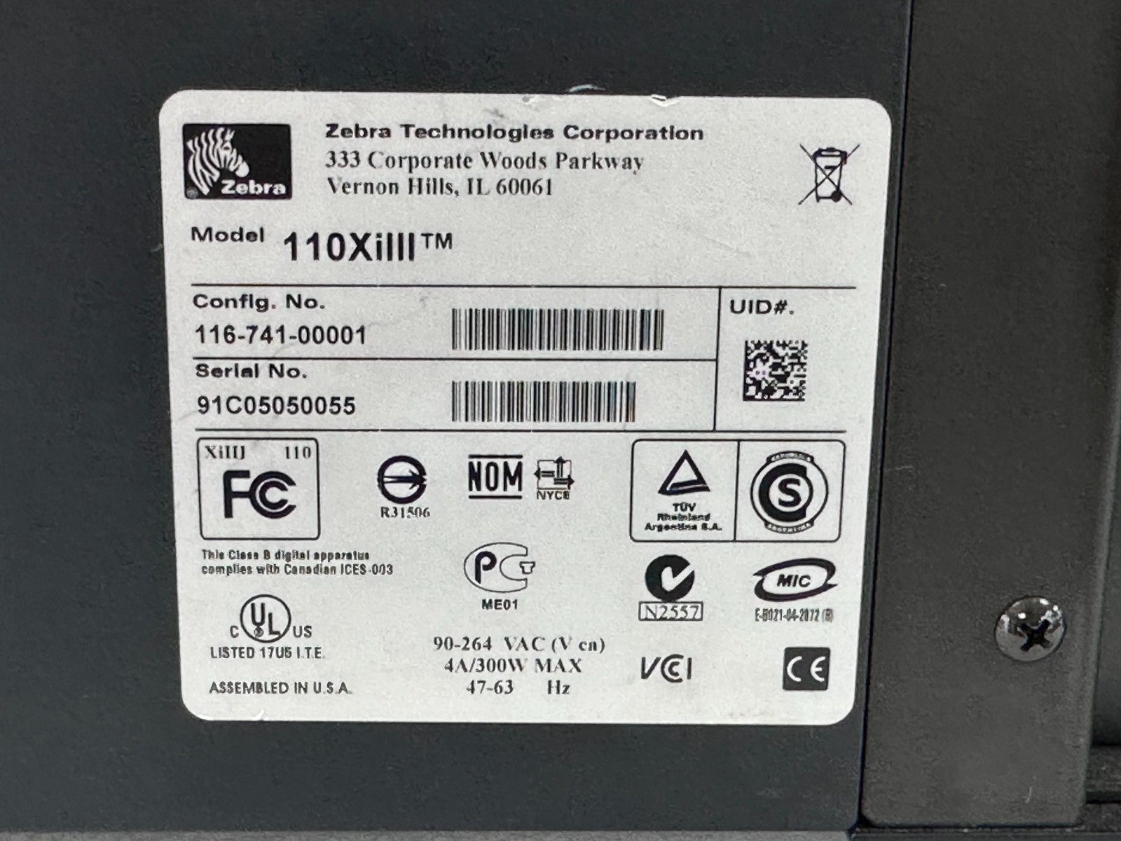 ZEBRA 110XiIII Thermal Transfer Barcode Label Printr 600dpi AS SHOWN SEE PICS 🚚