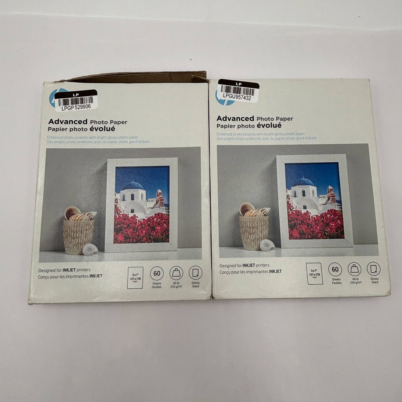 Lot Of 4 HP Advanced Glossy Photo Paper for INKJET Printers 60 Sheets White New