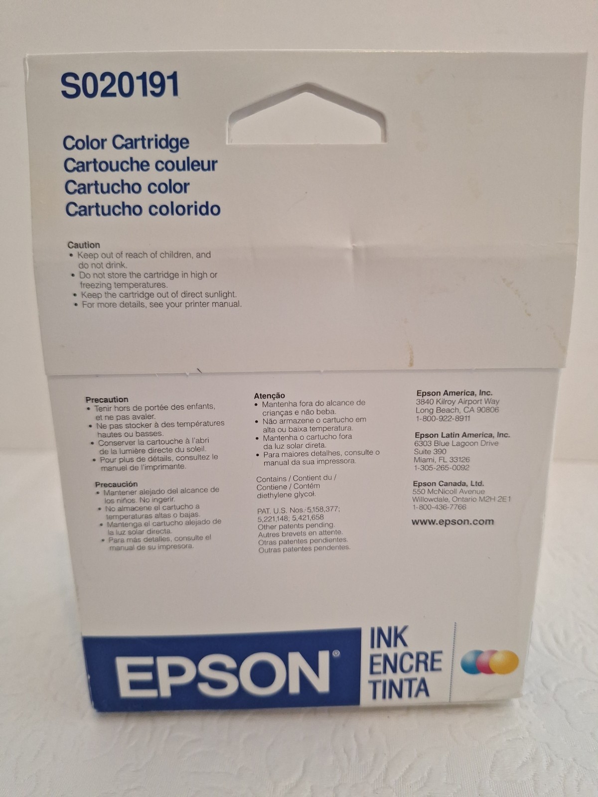 GENUINE OEM EPSON S020191 GENUINE Color Inkjet Single Unit Cartridge EXPIRED