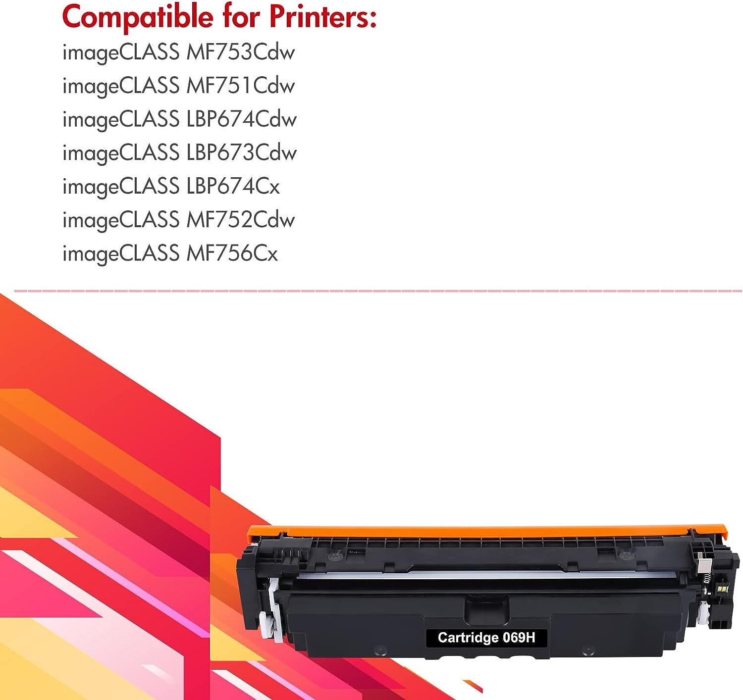 069H 069 Toner Cartridge 4-Pack Compatible with Canon imageCLASS MF753Cdw MF751