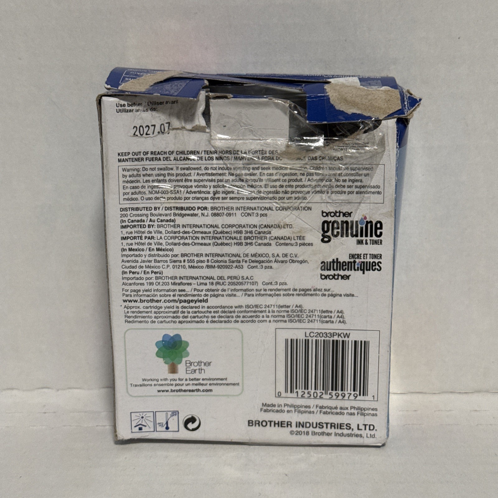 Brother LC203CL XL Ink Cartridge Value Pack Exp: 07/2027 Missing Yellow