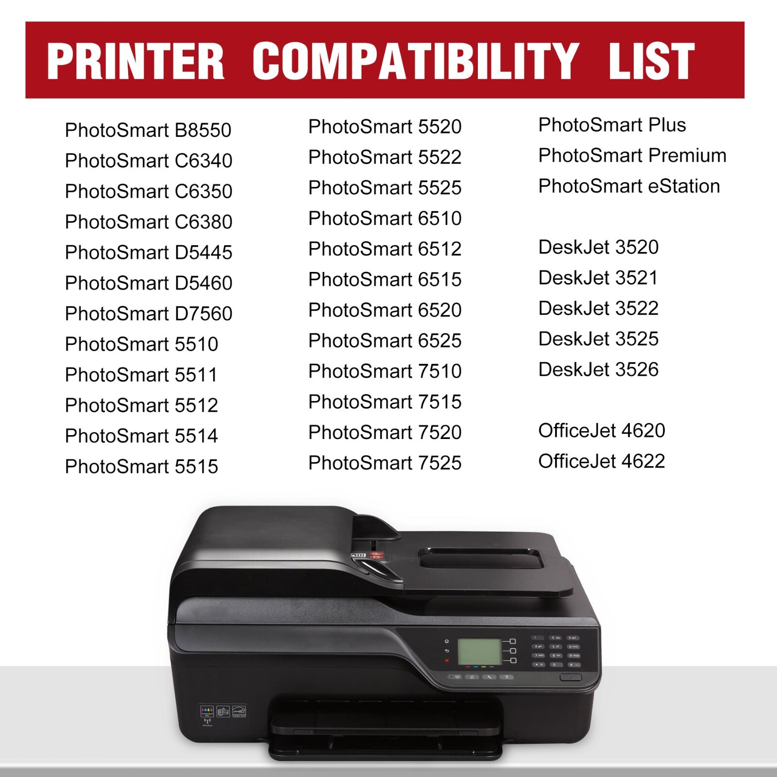 Compatible 564XL Ink Cartridge 4-Pack for HP OfficeJet 4620 Photosmart 7520 6520