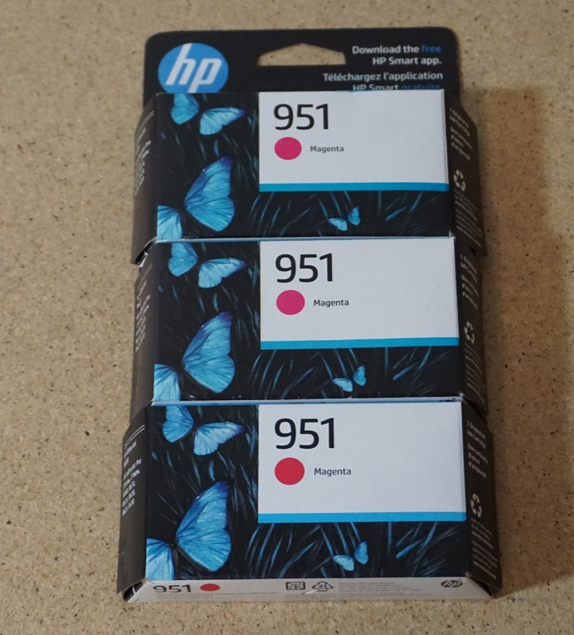 3x HP 951 Magenta Standard Yield Ink Cartridge Exp 02/2026+