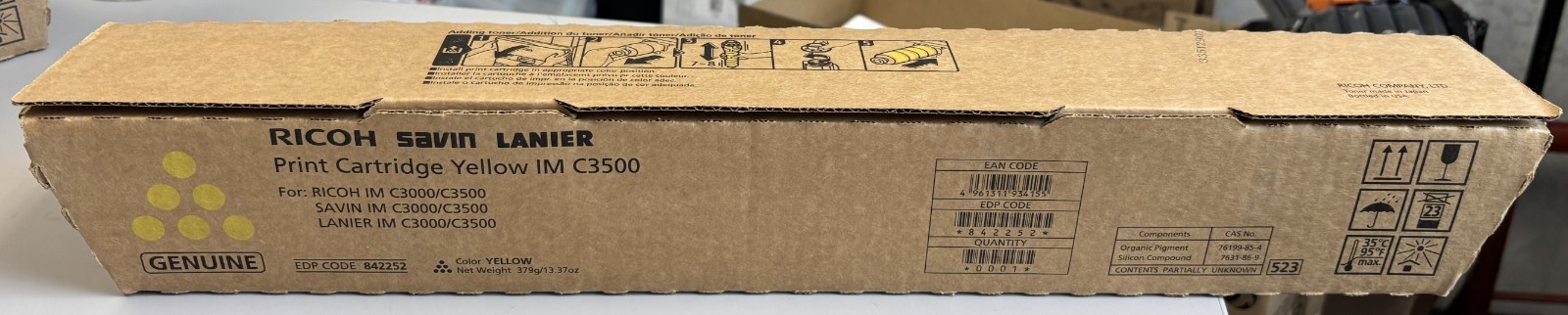 Genuine Ricoh IM C3500 842252 Yellow Toner Print Cartridge OEM C3000 Sealed