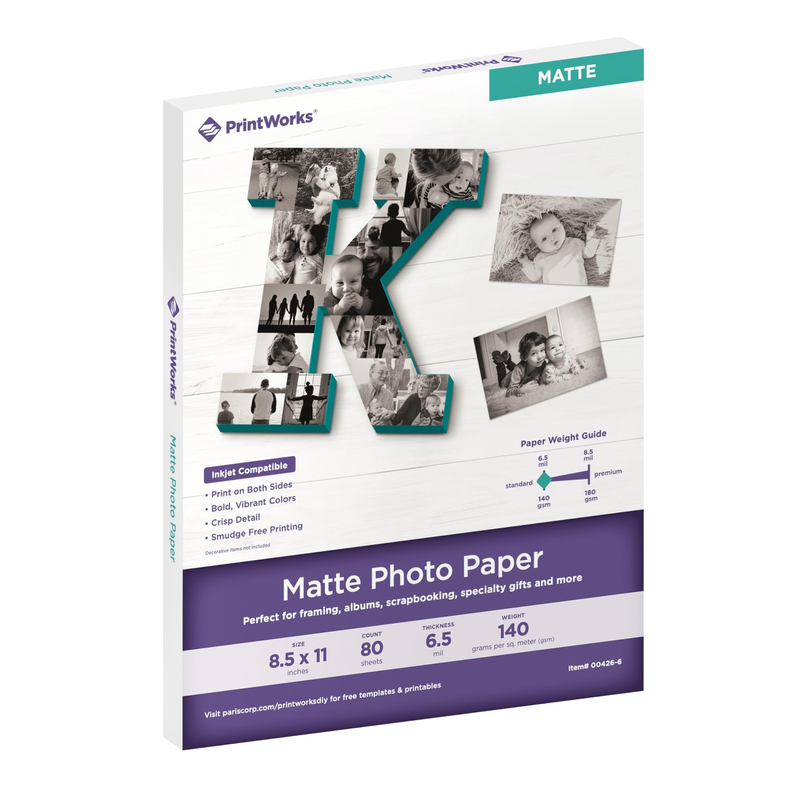 Double Sided Matte Photo Paper 8.5×11″ 80 Sheets Inkjet Craft School Print
