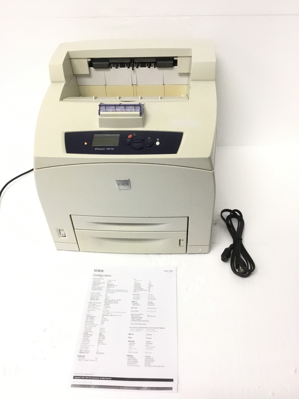 Xerox Phaser 4510 JEA-6 monochrome Laser Printer 128MB RAM 135K Pages WORKING