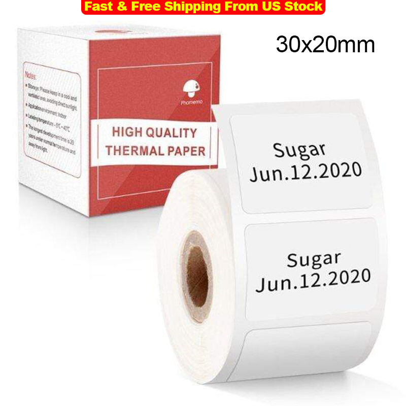 White 30*20mm Sticker Label Adhesive Tag Paper for Phomemo M110 M220 Printer