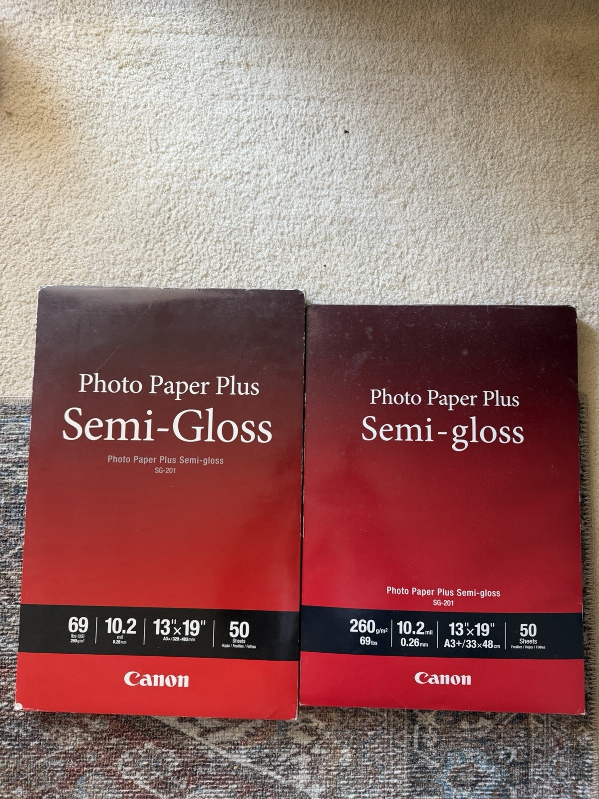 Canon Photo Paper Plus Semi-gloss SG-201 13×19 A3+ 2 Packs = 100 Total Sheets