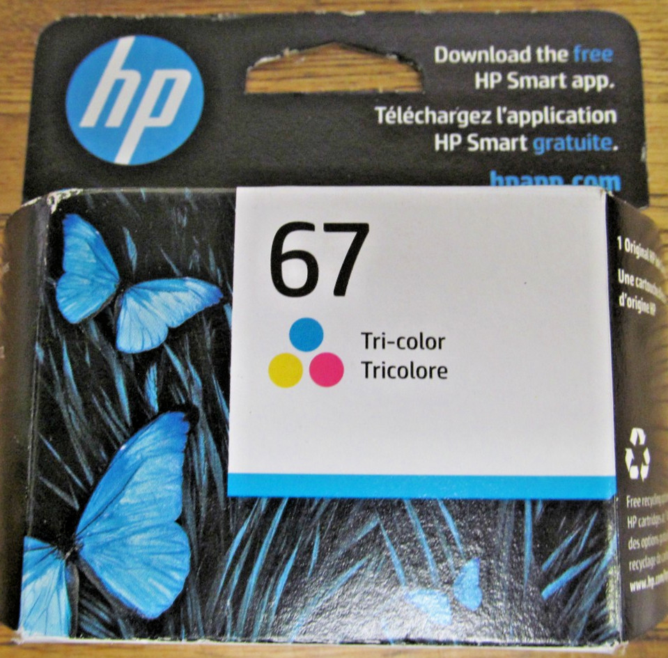 NEW FACTORY SEALED HP 67 TRI COLOR INK CARTRIDGE EXP MAY 2027 FREE SHIPPING