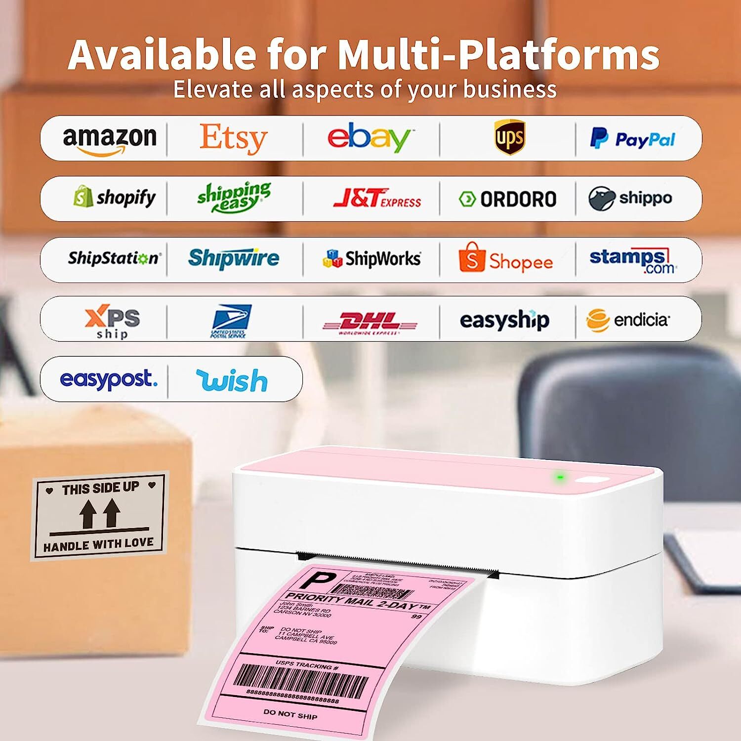 Bluetooth Shipping Label Printer for Shipping Packages Label Maker UPS USPS LOT